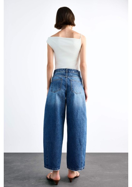 Wide Baggy Fit Yıkamalı Jean Pantolon F7501AX25SM