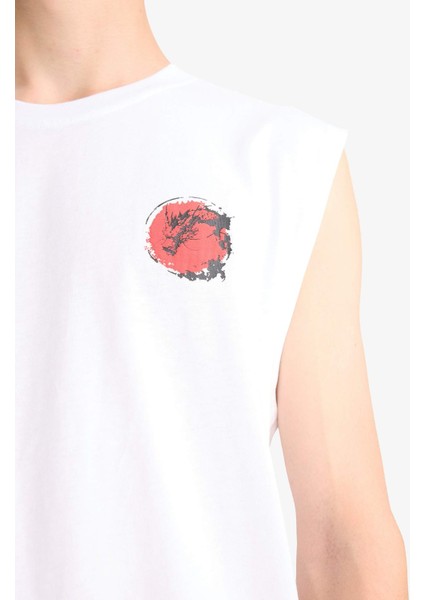 Boxy Fit Sırt Baskılı Bisiklet Yaka Atlet G0020AX25HS