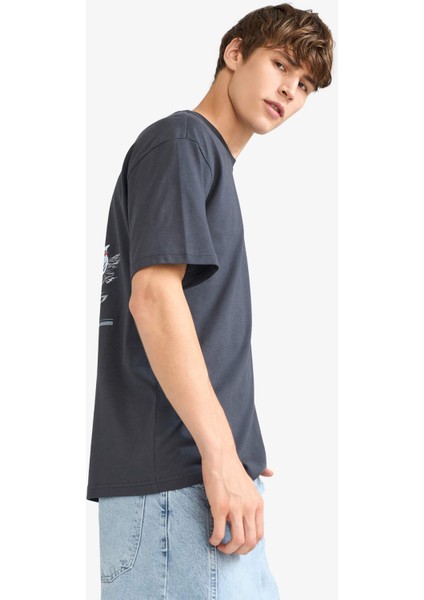 Boxy Fit Bisiklet Yaka Sırt Baskılı Kısa Kollu Tişört G0011AX25HS