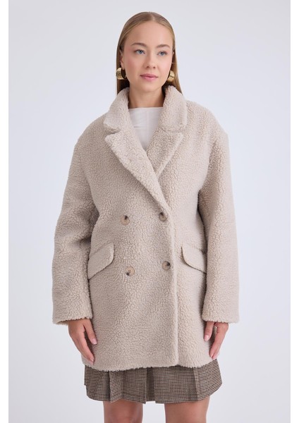 Ceket Yaka Düğmeli Teddy Kaban fiyatları