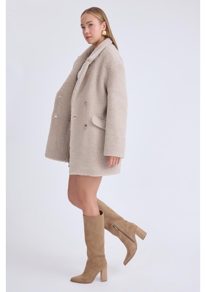 Ceket Yaka Düğmeli Teddy Kaban modelleri