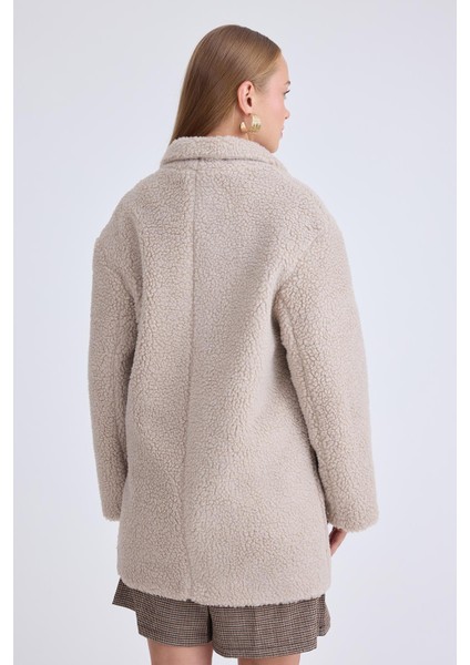 Ceket Yaka Düğmeli Teddy Kaban fırsatları