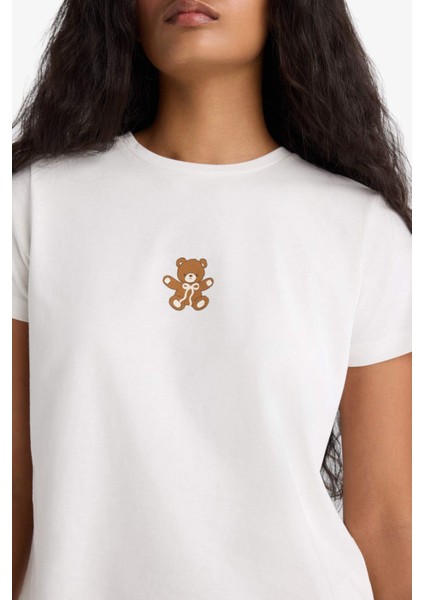 Pijama Takımı Regular Fit Baskılı Kısa Kollu Üst Desenli Uzun Alt-Fall in Love F9836AX25AU