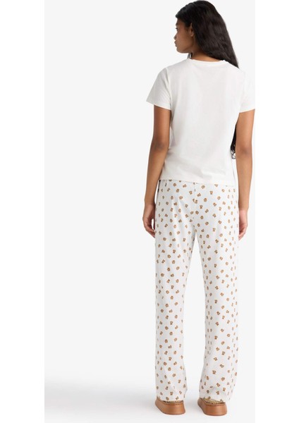 Pijama Takımı Regular Fit Baskılı Kısa Kollu Üst Desenli Uzun Alt-Fall in Love F9836AX25AU