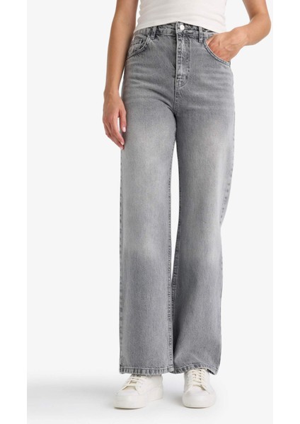 90's Wide Leg Yüksek Bel Uzun Jean Yıkamalı Pantolon F5522AX25AU
