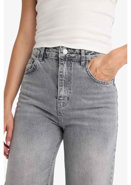 90's Wide Leg Yüksek Bel Uzun Jean Yıkamalı Pantolon F5522AX25AU