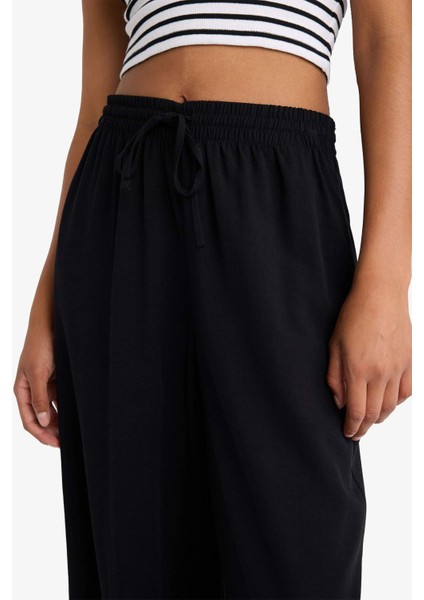 Wide Leg Yüksek Bel Keten Karışımlı Pantolon E0127AX25AU