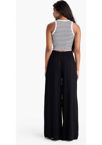 Wide Leg Yüksek Bel Keten Karışımlı Pantolon E0127AX25AU