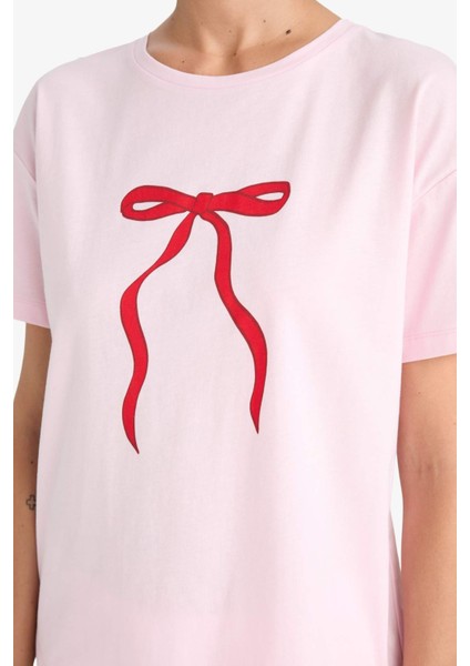 Pijama Takımı Regular Fit Kısa Kollu Üst Uzun Alt-Fall in Love F9909AX25AU