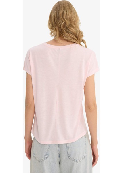 Bisiklet Yaka Çiçekli Kısa Kollu Tişört F5099AX25AU