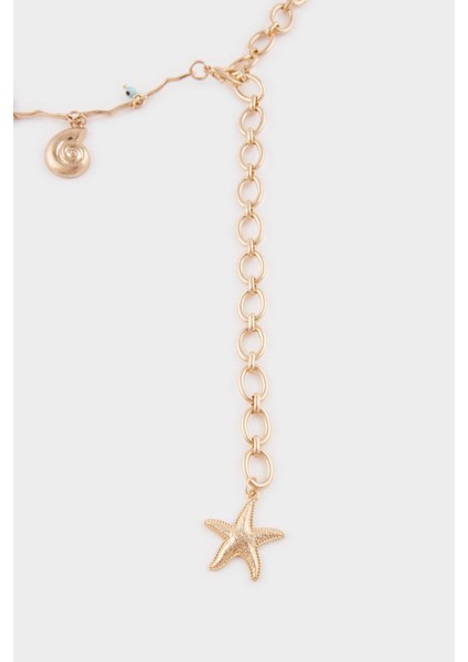 Kadın Deniz Temalı Charmlı Gold Bel Zinciri G0108AXNS