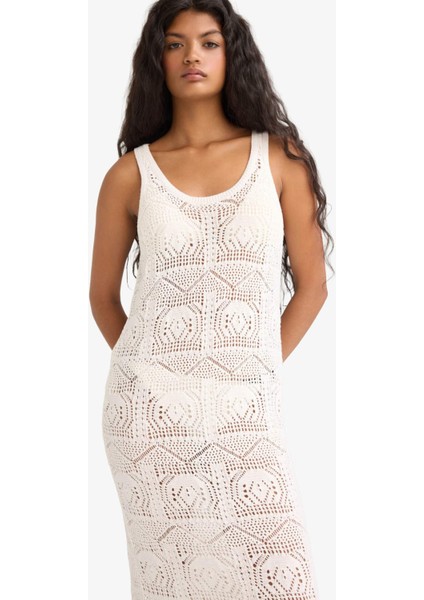 Slim Fit Dar Kesim Bisiklet Yaka Kroşe Triko Kolsuz Elbise G0278AX25HS