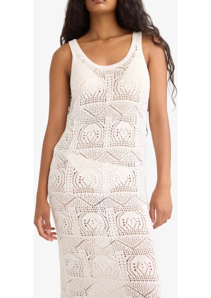 Slim Fit Dar Kesim Bisiklet Yaka Kroşe Triko Kolsuz Elbise G0278AX25HS