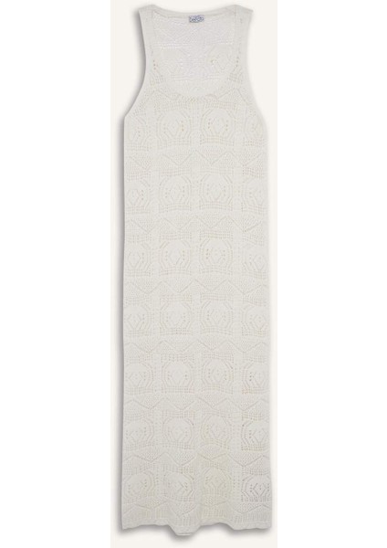 Slim Fit Dar Kesim Bisiklet Yaka Kroşe Triko Kolsuz Elbise G0278AX25HS