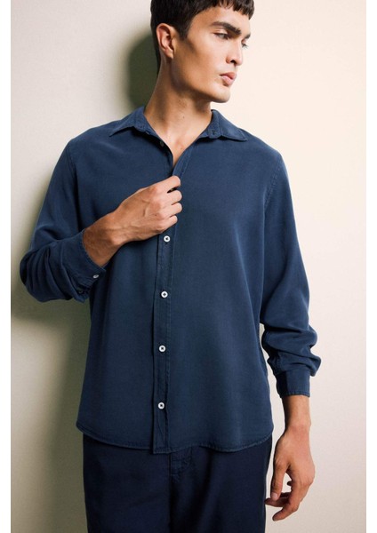 Regular Fit Twill Uzun Kollu Gömlek G0406AX25AU