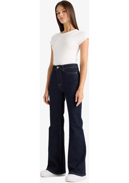 Mia Flare Fit Normal Bel Uzun Jean Pantolon E3877AX25AU