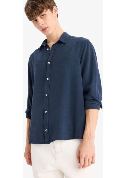 Regular Fit Twill Uzun Kollu Gömlek G0406AX25AU