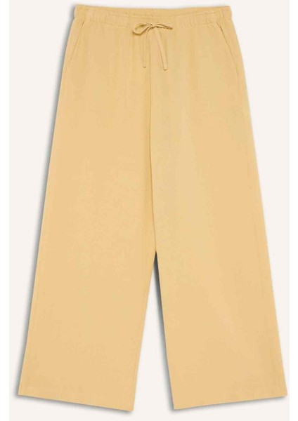 Düz Paça Keten Karışımlı Kapri E6109AX25AU