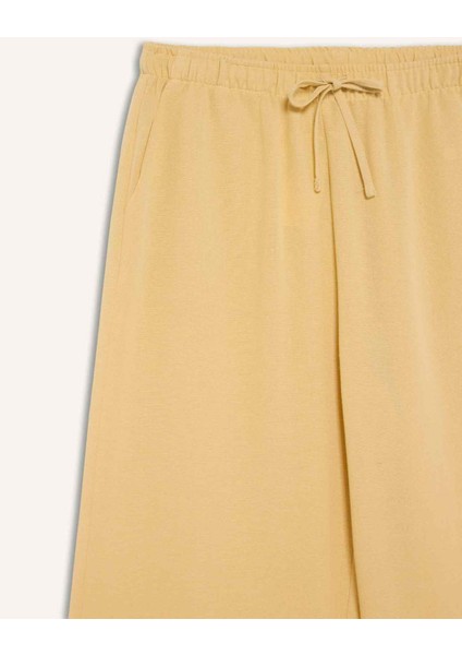 Düz Paça Keten Karışımlı Kapri E6109AX25AU