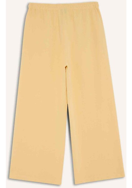 Düz Paça Keten Karışımlı Kapri E6109AX25AU