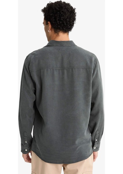 Regular Fit Tensel Uzun Kollu Gömlek G0406AX25AU