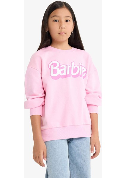 Kız Çocuk Barbie Oversize Geniş Kalıp Bisiklet Yaka Sweatshirt F1090A825AU