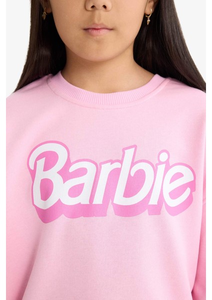Kız Çocuk Barbie Oversize Geniş Kalıp Bisiklet Yaka Sweatshirt F1090A825AU