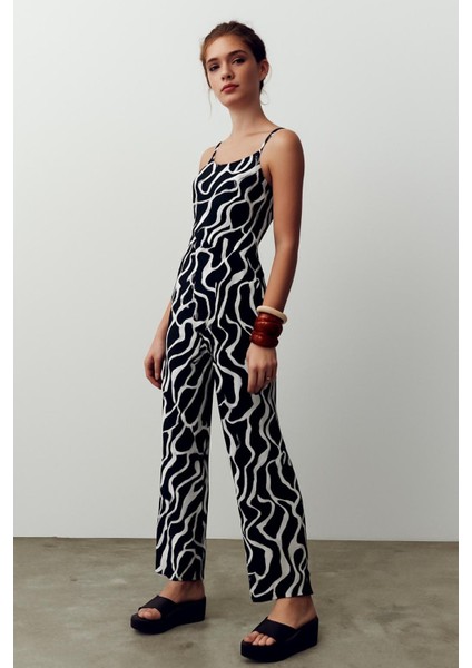 Askılı Biyeli Desenli Viskon Tulum fiyatları