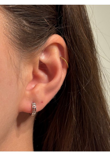 Xuping Çelik Küpe Kadın Silver Gümüş Renk Kabartma Desenli Halka Küpe Riva Model Şık & Modern Tasarm fiyatları