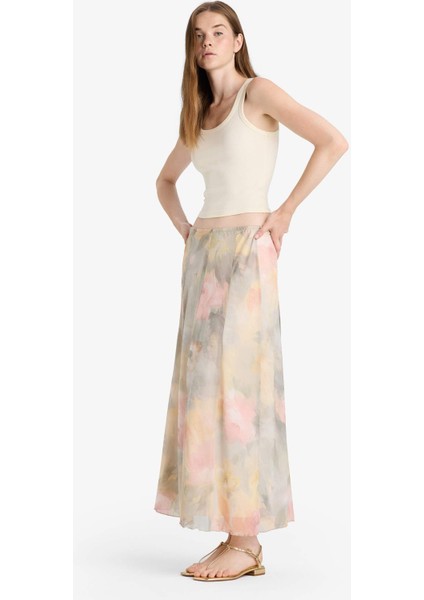 A Kesim Floral Normal Bel Tül Maxi Etek F7108AX25AU