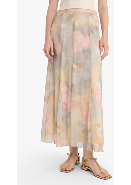 A Kesim Floral Normal Bel Tül Maxi Etek F7108AX25AU