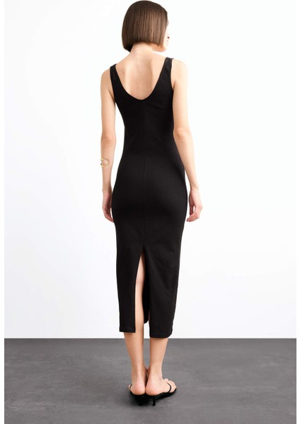 V Yaka Kolsuz Midi Elbise G0390AX25SM