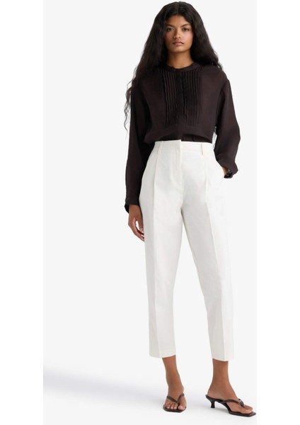 Oversize Geniş Kalıp Hakim Yaka Tensel Uzun Kollu Gömlek F9228AX25WN