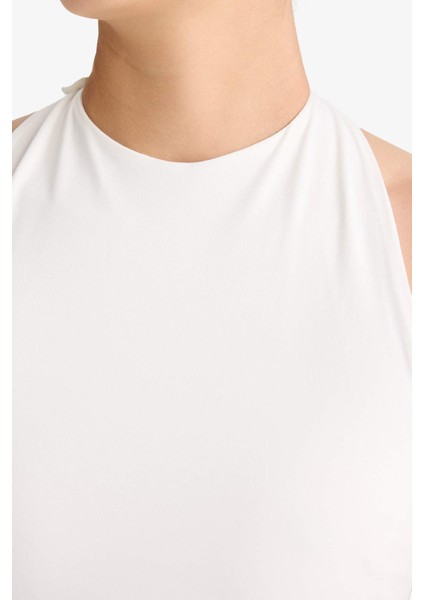 Halter Yaka Sırtı Açık Toka Detaylı Bluz G0508AX25SM