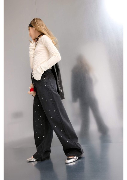 Kız Çocuk Wide Leg Geniş Paça Jean Pantolon F7640A825AU