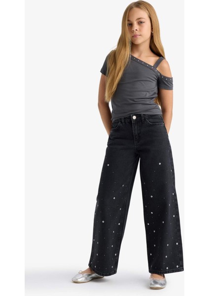Kız Çocuk Wide Leg Geniş Paça Jean Pantolon F7640A825AU