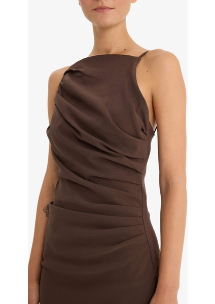 Bodycon Vücudu Saran Bengalin Kolsuz Elbise F9264AX25WN