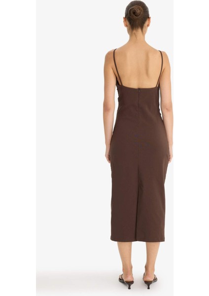 Bodycon Vücudu Saran Bengalin Kolsuz Elbise F9264AX25WN