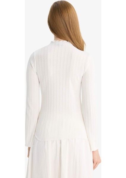 Slim Fit Dar Kesim Fitilli Kaşkorse Uzun Kollu Tunik F7136AX25AU