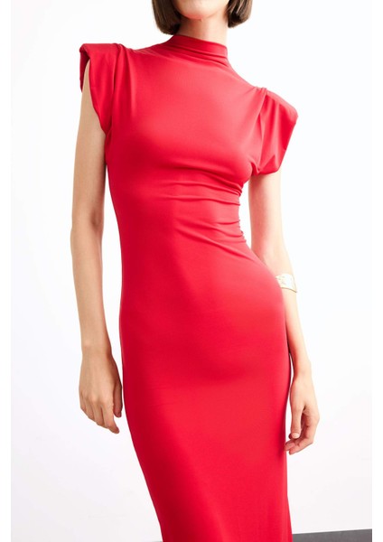 Fitted Dik Yaka Kolsuz Midi Elbise G0395AX25SM