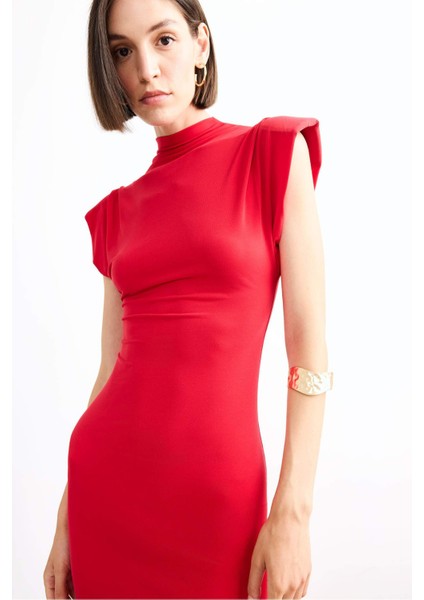 Fitted Dik Yaka Kolsuz Midi Elbise G0395AX25SM