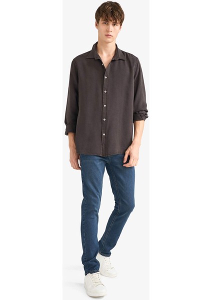 Regular Fit Tensel Uzun Kollu Gömlek G0406AX25AU