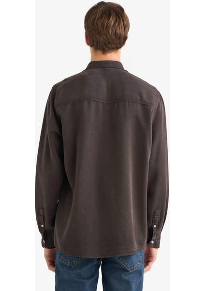 Regular Fit Tensel Uzun Kollu Gömlek G0406AX25AU