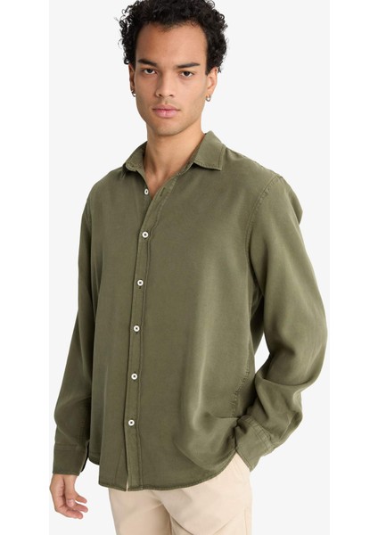Regular Fit Twill Uzun Kollu Gömlek G0406AX25AU