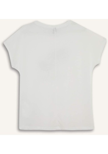 Bisiklet Yaka Taş Baskılı Kısa Kollu Tişört F9593AX25AU