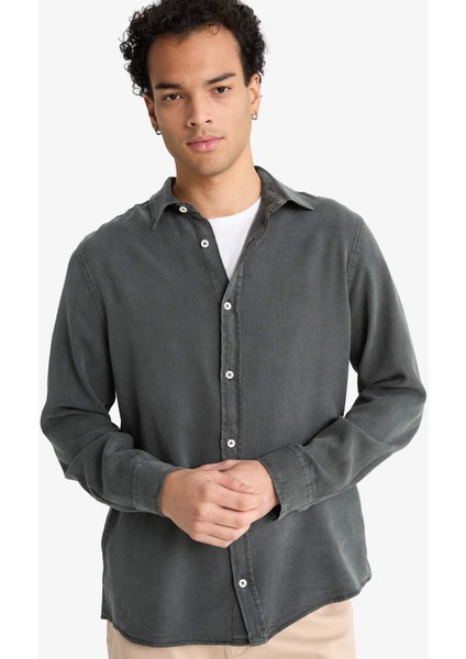 Regular Fit Twill Uzun Kollu Gömlek G0406AX25AU