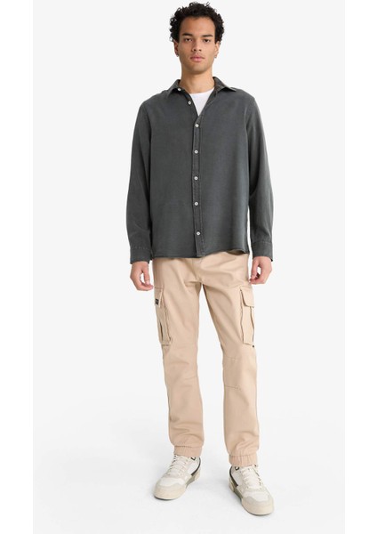 Regular Fit Twill Uzun Kollu Gömlek G0406AX25AU