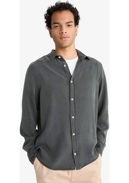 Regular Fit Twill Uzun Kollu Gömlek G0406AX25AU