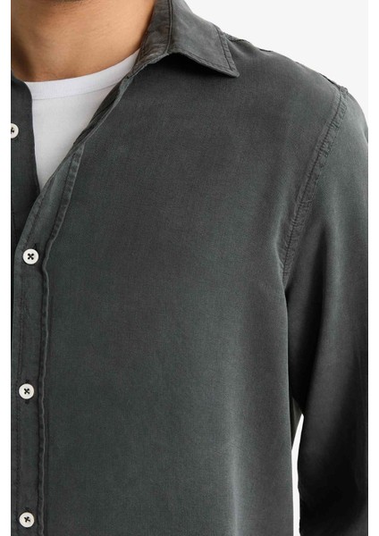 Regular Fit Twill Uzun Kollu Gömlek G0406AX25AU