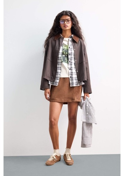 A Kesim Normal Bel Mini Süet Etek G0848AX25AU